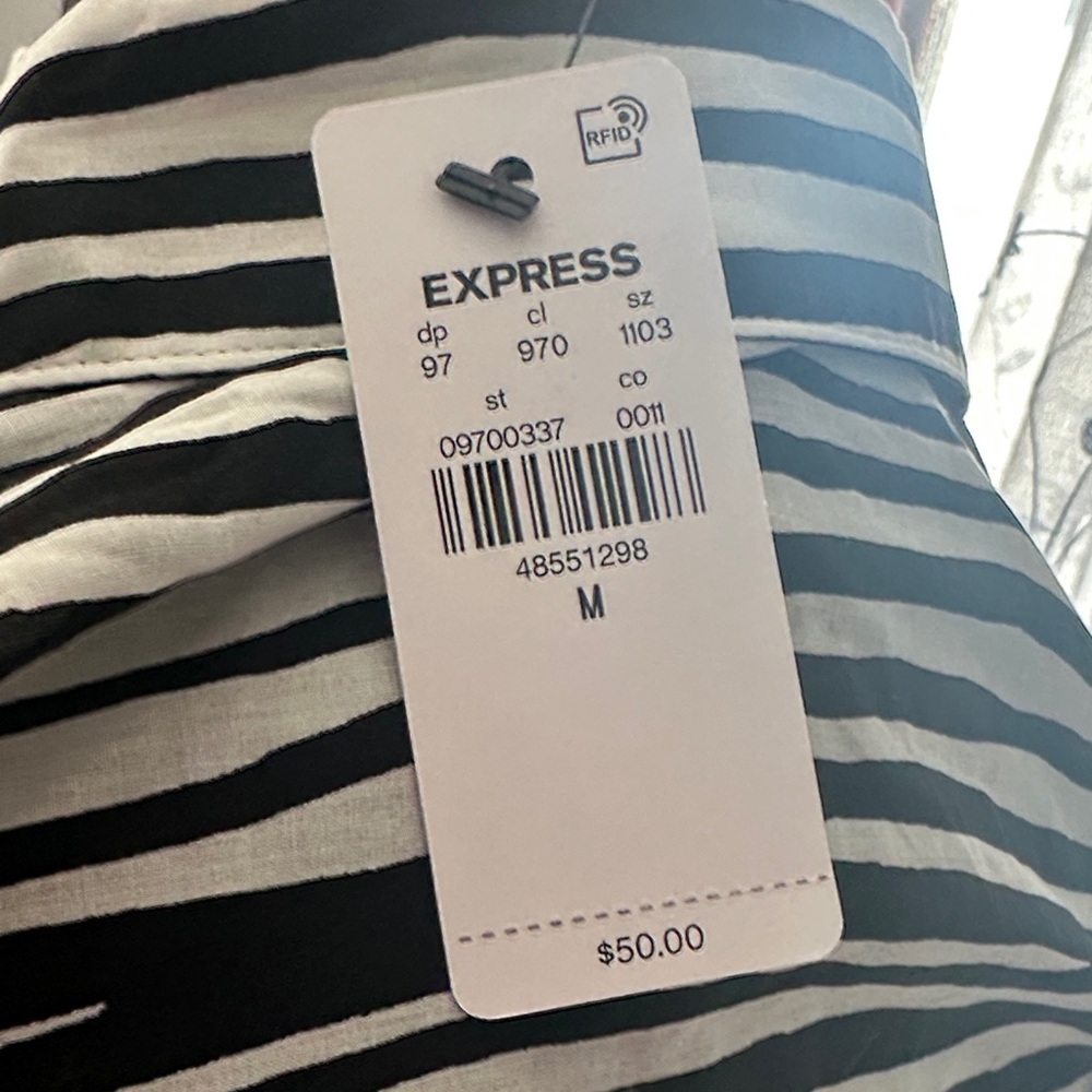 Express Zebra Stripe Button Down Shirt - Picture 2 of 3